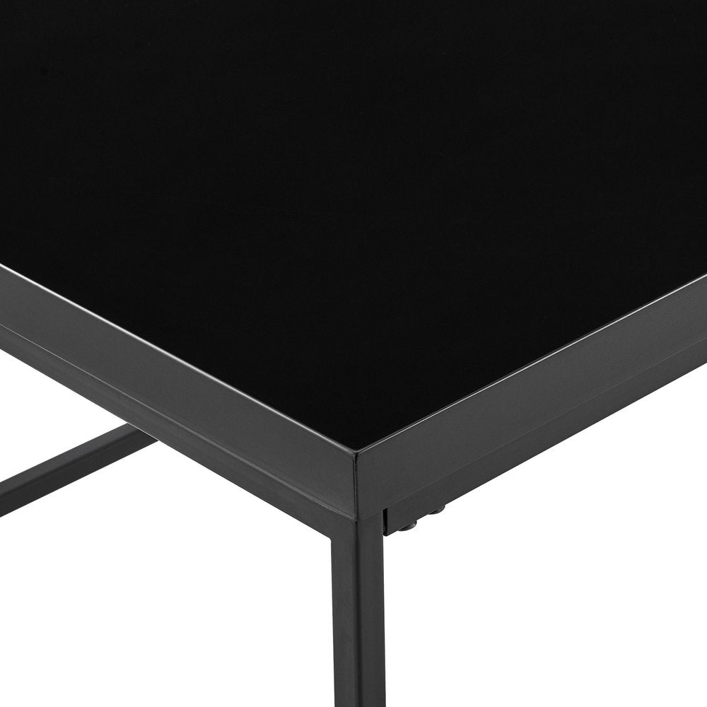 47" Black Wood And Metal Frame Coffee Table
