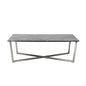 47" Black and Silver Wood And Metal Cross Legs Coffee Table