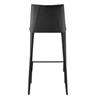 30" Black Faux Leather And Steel Low Back Bar Height Bar Chair