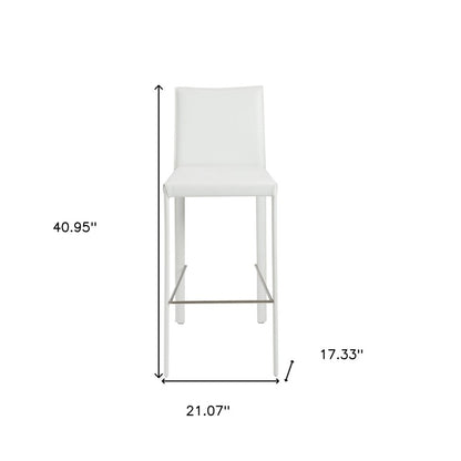 Set of Two 30" White Steel Low Back Bar Height Bar Chairs