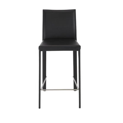 Set of Two 26" Black Faux Leather And Steel Low Back Counter Height Bar Chairs