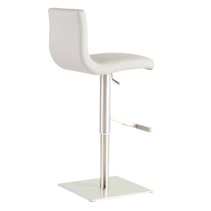 White And Silver Steel Low Back Bar Height Swivel Bar Chair