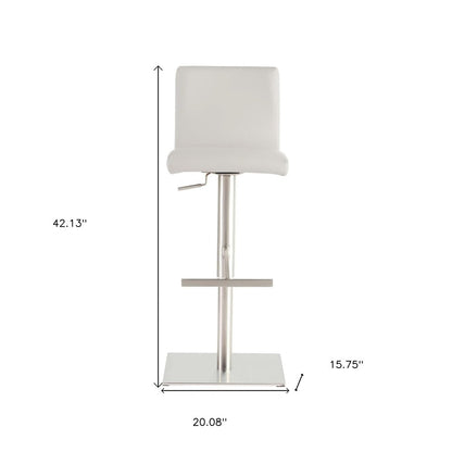 White And Silver Steel Low Back Bar Height Swivel Bar Chair