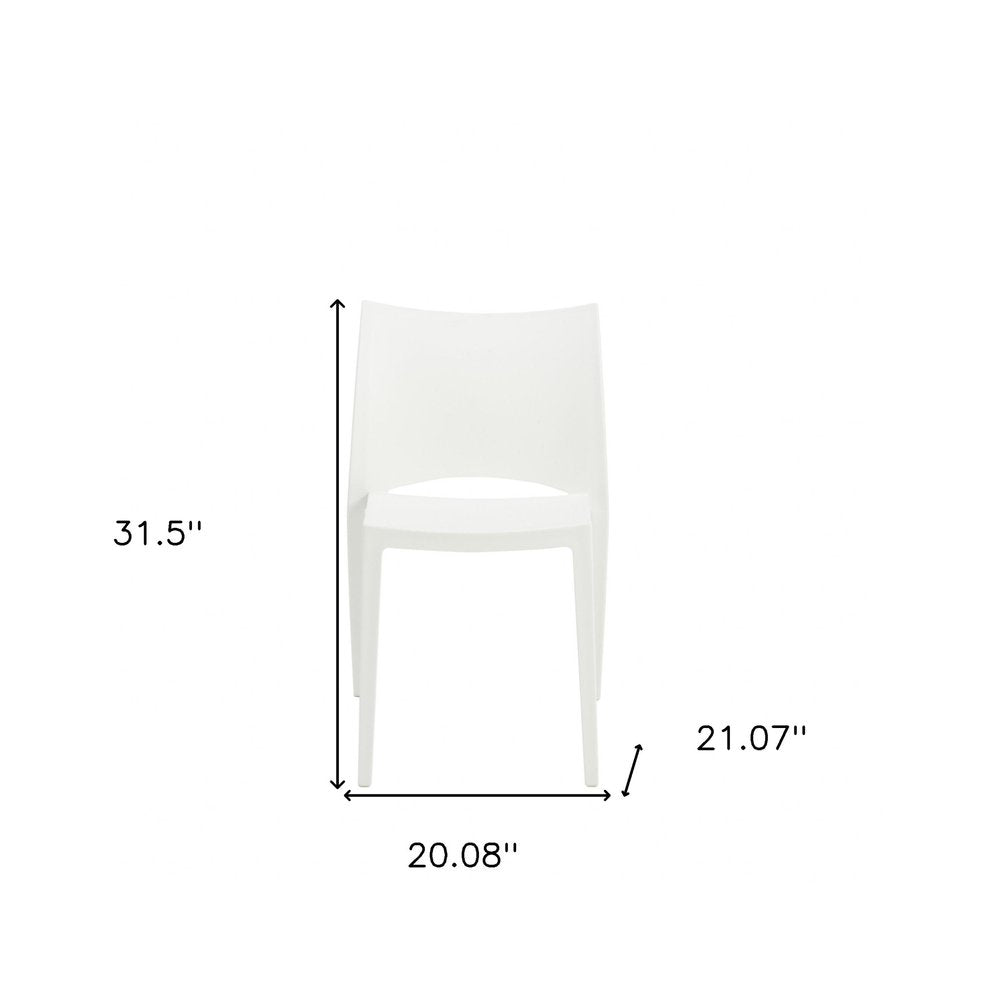 Set of Two White Heavy Duty Plastic Outdoor Stacking Dining Chairs
