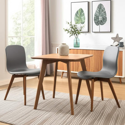 Set of Two Gray and Brown Upholstered Faux Leather Dining Side Chairs