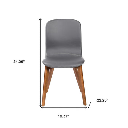 Set of Two Gray and Brown Upholstered Faux Leather Dining Side Chairs