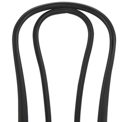 Set of Two Black and Natural Solid Wood And Rattan Curved Back Dining Side Chairs