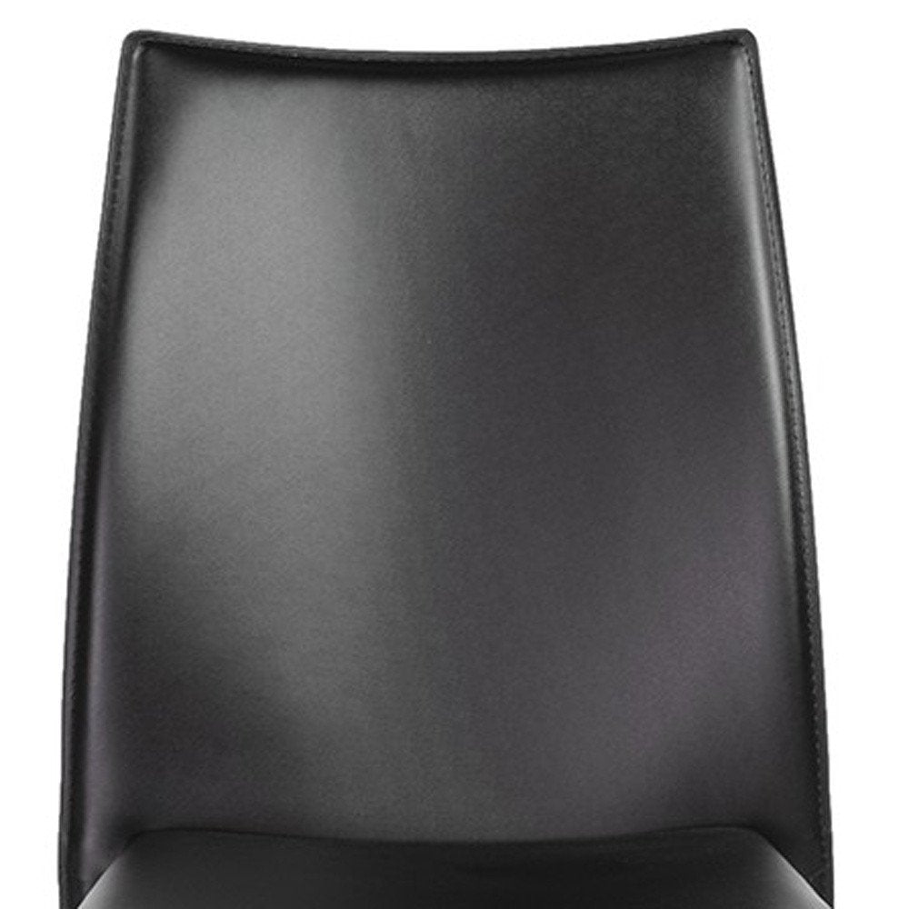 Set of Two Black Upholstered Faux Leather Dining Side Chairs