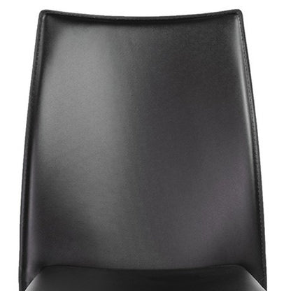 Set of Two Black Upholstered Faux Leather Dining Side Chairs