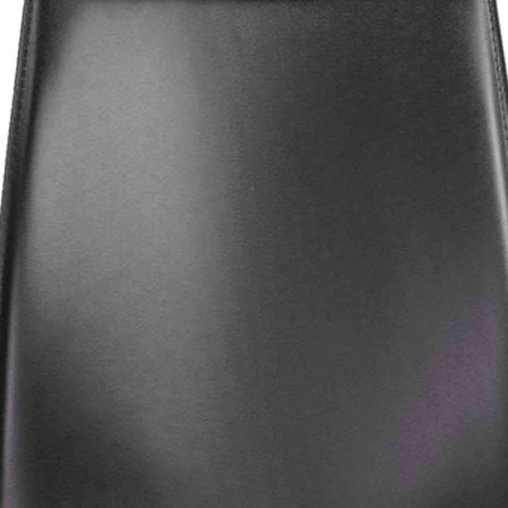 Set of Two Black Upholstered Faux Leather Dining Side Chairs