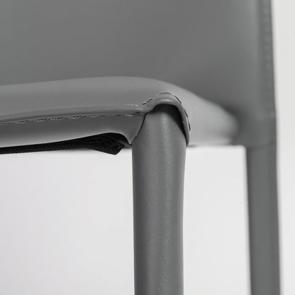 Set of Two Gray Upholstered Leather Dining Side Chairs