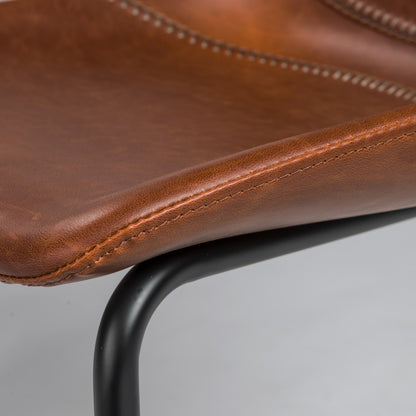 Set of Two Brown and Black Upholstered Leather Dining Side Chairs