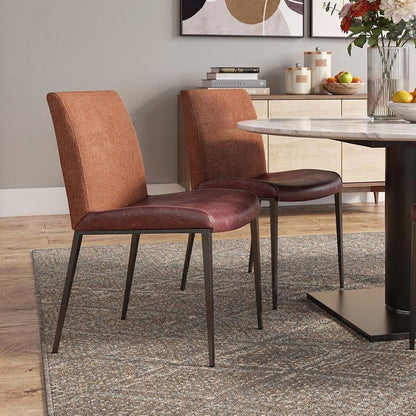 Set of Two Brown and Rust Stainless Steel Chairs