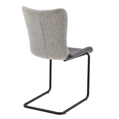 Set of Two Gray and Black Upholstered Fabric Dining Side Chairs