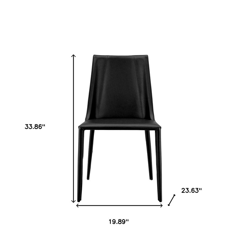 Black Upholstered Leather Dining Side Chair
