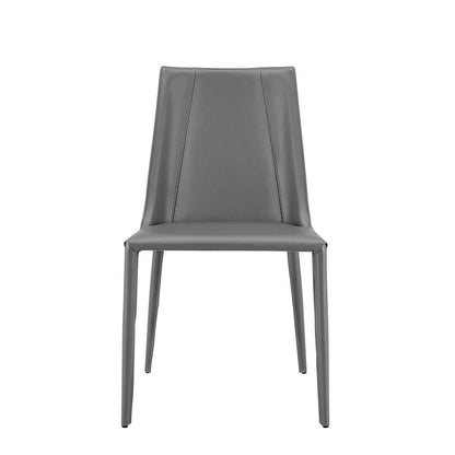 Gray Upholstered Leather Dining Side Chair