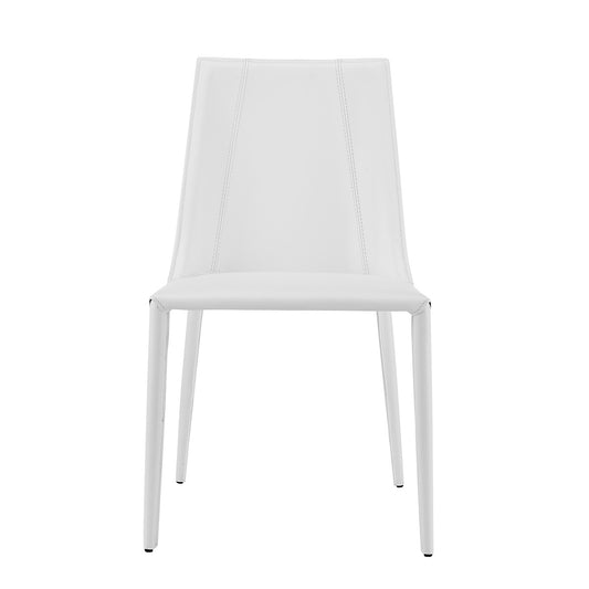 White Upholstered Leather Dining Side Chair