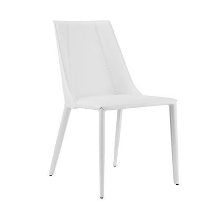 White Upholstered Leather Dining Side Chair
