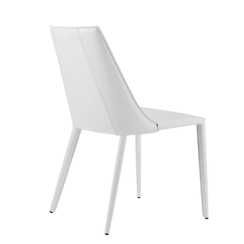 White Upholstered Leather Dining Side Chair