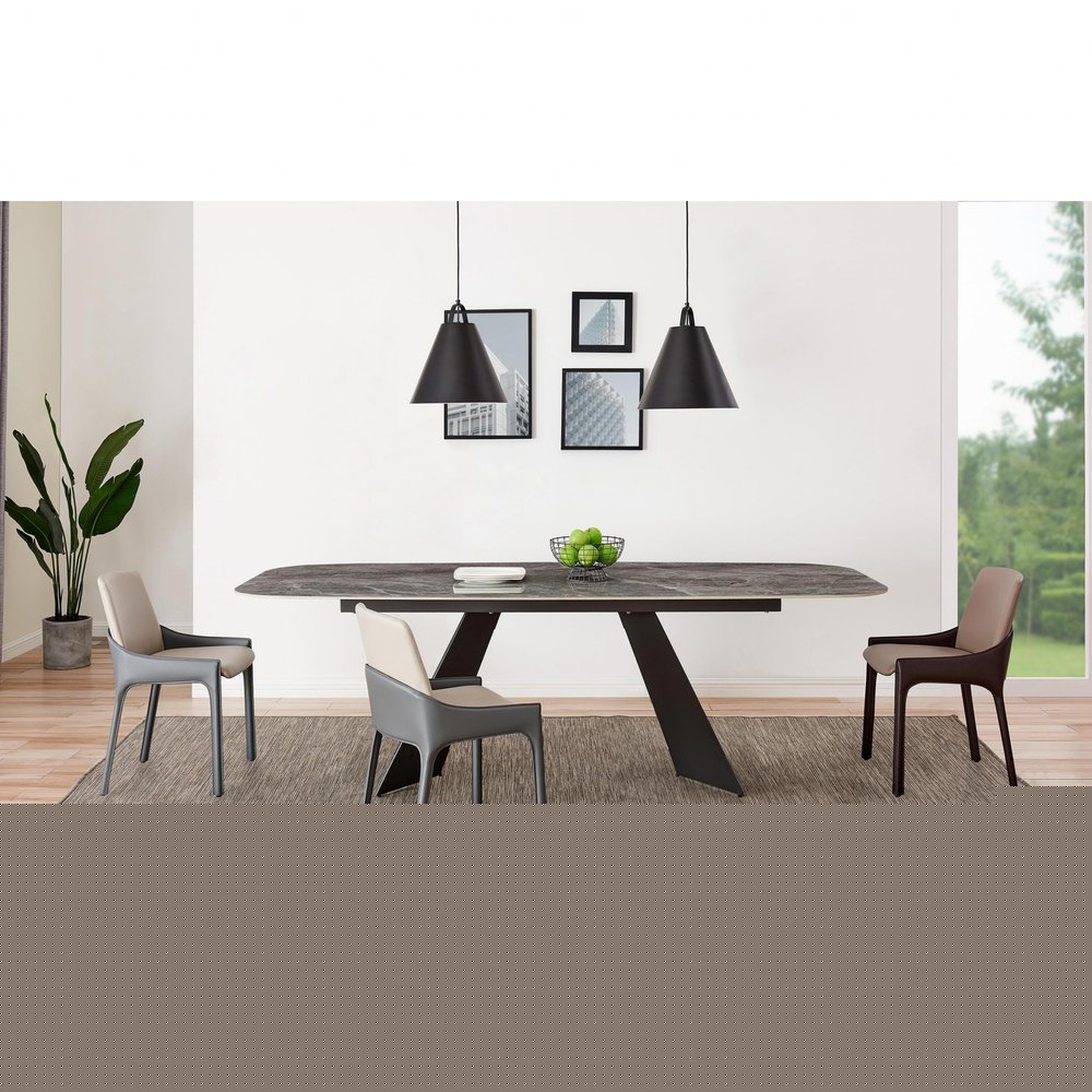 Set of Two Gray and Black Upholstered Leather Dining Side Chairs