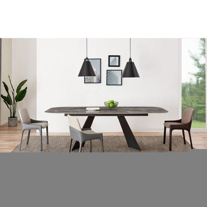 Set of Two Gray and Black Upholstered Leather Dining Side Chairs