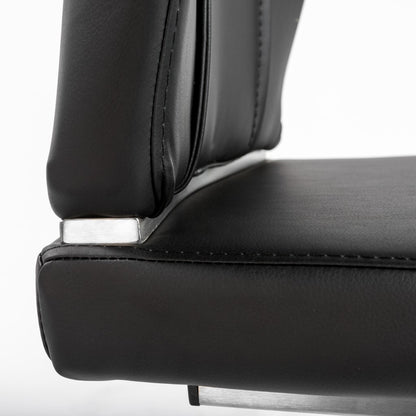 Set of Two Black and Silver Upholstered Leather Dining Side Chairs