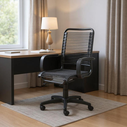 Black Swivel Adjustable Task Chair Bungee Back Steel Frame