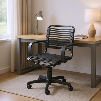 Black Adjustable Swivel Bungee Rolling Office Chair