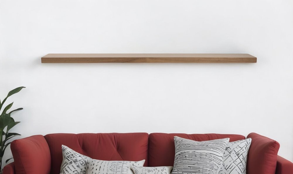 75" Brown Wooden Wall Mounted Floating Shelf