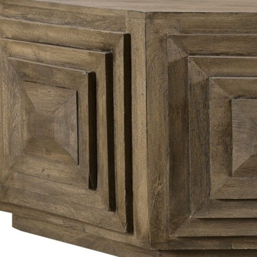 Octagonal Nested Square Carved Coffee Table