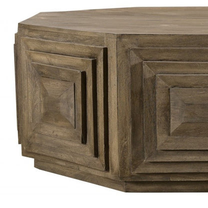 Octagonal Nested Square Carved Coffee Table