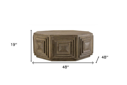 Octagonal Nested Square Carved Coffee Table
