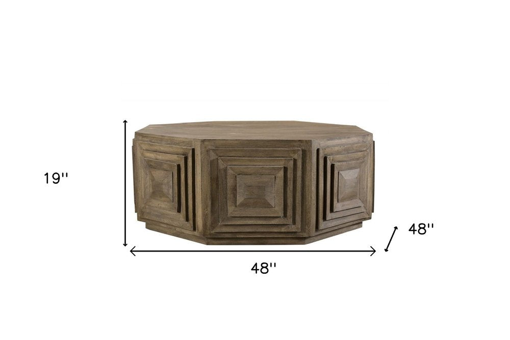 Octagonal Nested Square Carved Coffee Table