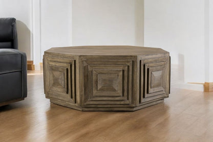 Octagonal Nested Square Carved Coffee Table