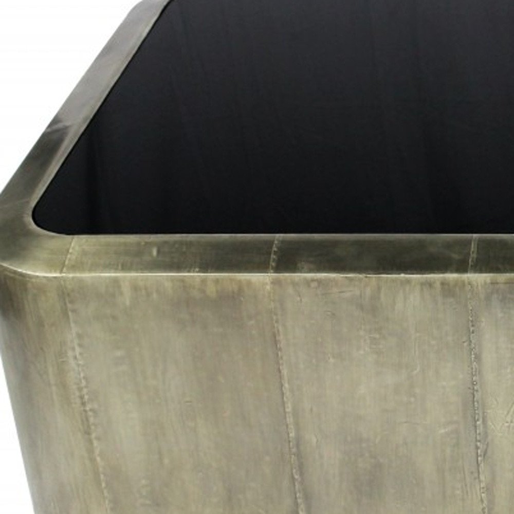 54" Black And Silver Glass And Metal Solid Coffee Table