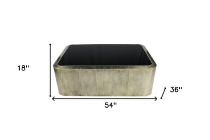 54" Black And Silver Glass And Metal Solid Coffee Table