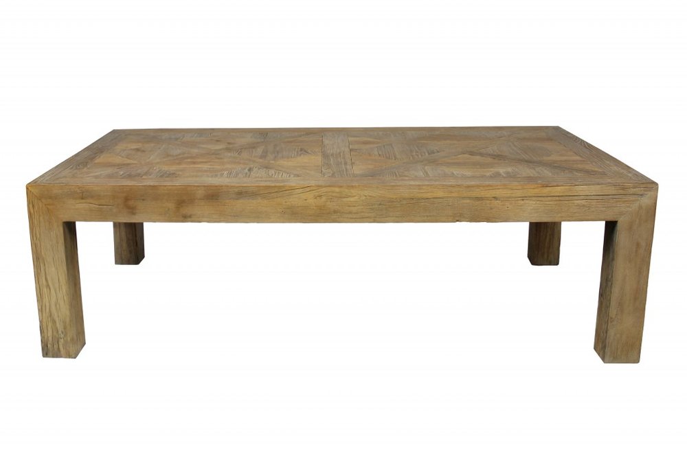 59" Brown Solid Wood Distressed Coffee Table