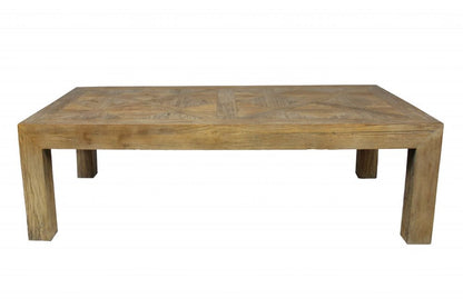 59" Brown Solid Wood Distressed Coffee Table