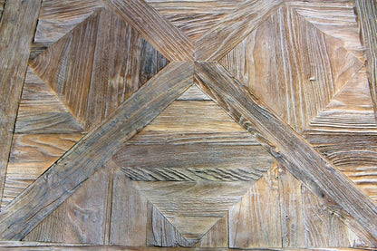 59" Brown Solid Wood Distressed Coffee Table