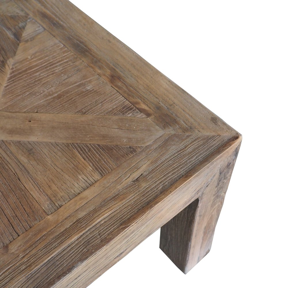 59" Brown Solid Wood Distressed Coffee Table