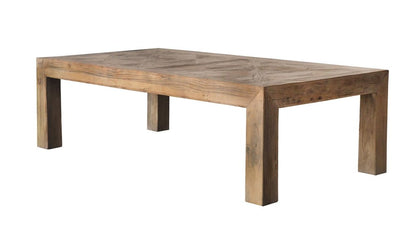 59" Brown Solid Wood Distressed Coffee Table