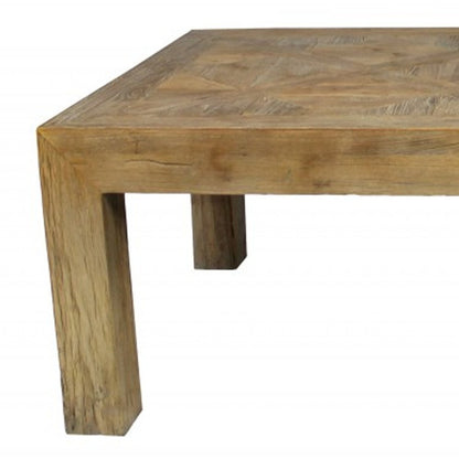 59" Brown Solid Wood Distressed Coffee Table