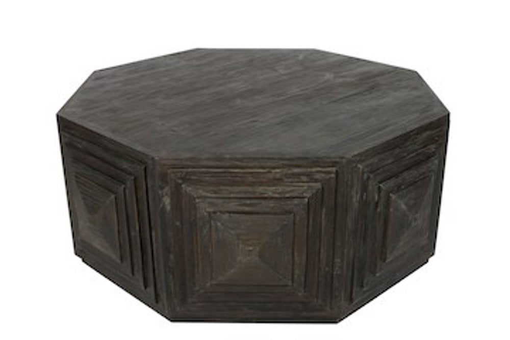46" Brown Solid Wood Octagon Solid Coffee Table