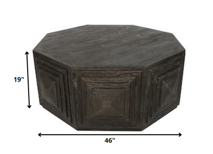 46" Brown Solid Wood Octagon Solid Coffee Table