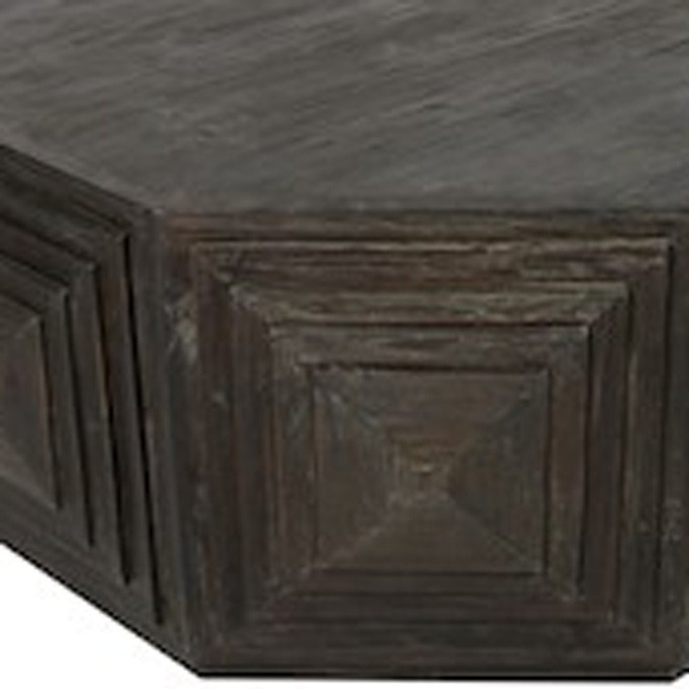 46" Brown Solid Wood Octagon Solid Coffee Table