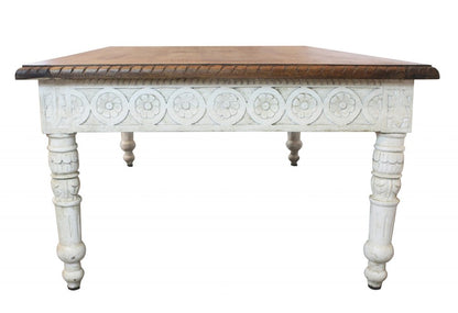 48" Brown and Ivory Solid Wood Coffee Table