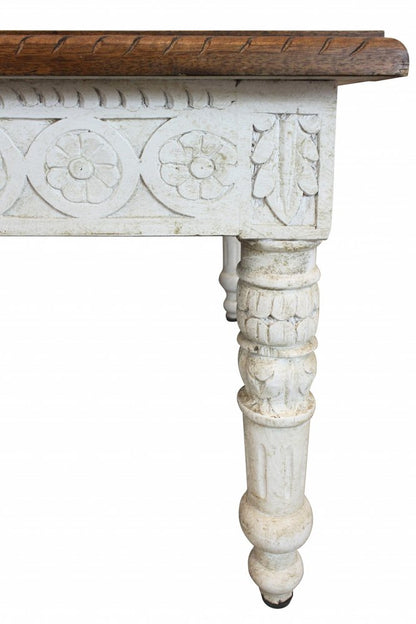 48" Brown and Ivory Solid Wood Coffee Table