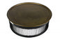 44" Brass Brass and Iron Round Frame Coffee Table