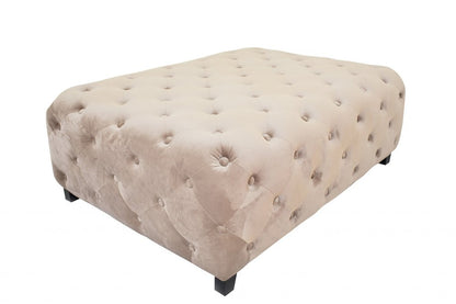 40" Beige and Brown Fabric and Solid Wood Square Coffee Table