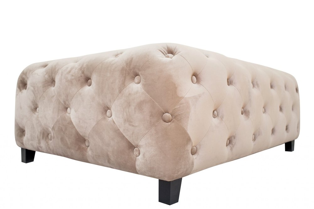 40" Beige and Brown Fabric and Solid Wood Square Coffee Table
